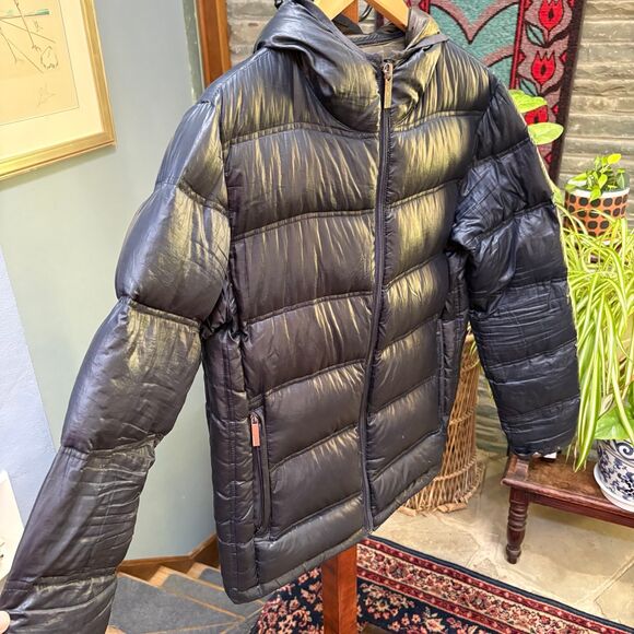 Zara Man Navy Blue, Down Insulated Puffer Jacket with Hood size XL - Picture 3 of 9